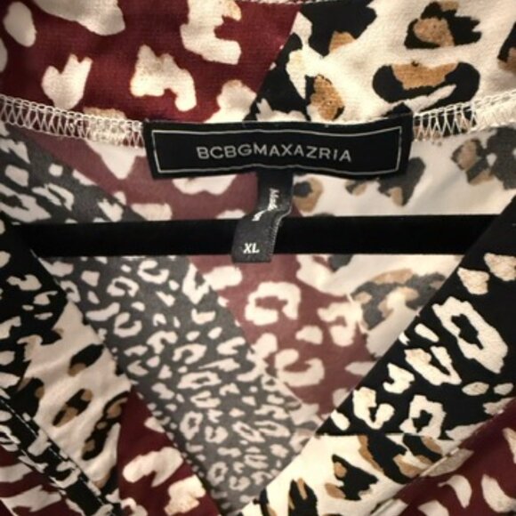 BCBGMaxAzria Animal Print Faux Wrap Dress Size XL - Picture 2 of 2
